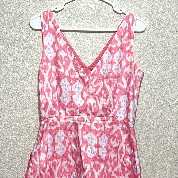 Gap 100% LINEN Pink White Dress Size 4 - Picture 7 of 12